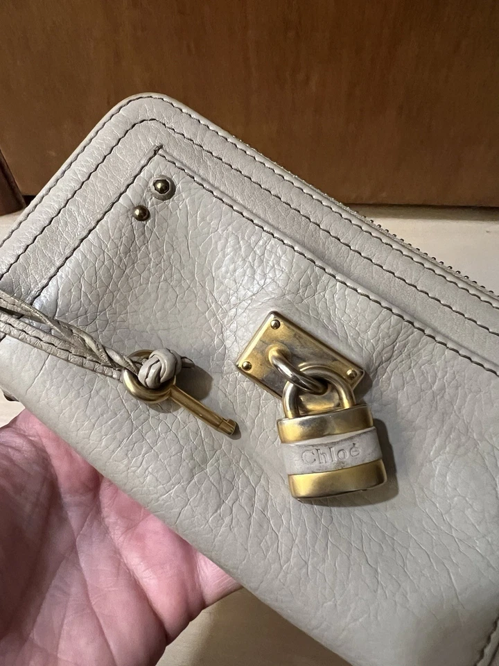 Chloe Paddington Leather Zip Around Long Wallet Beige Lock And Key Zippy - Image 1 of 4