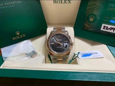 Rolex 126331 Datejust 41 2022 como nuevo Wimbledon oro rosa 18 quilates acero reloj Oyster! Foto 1 de 4