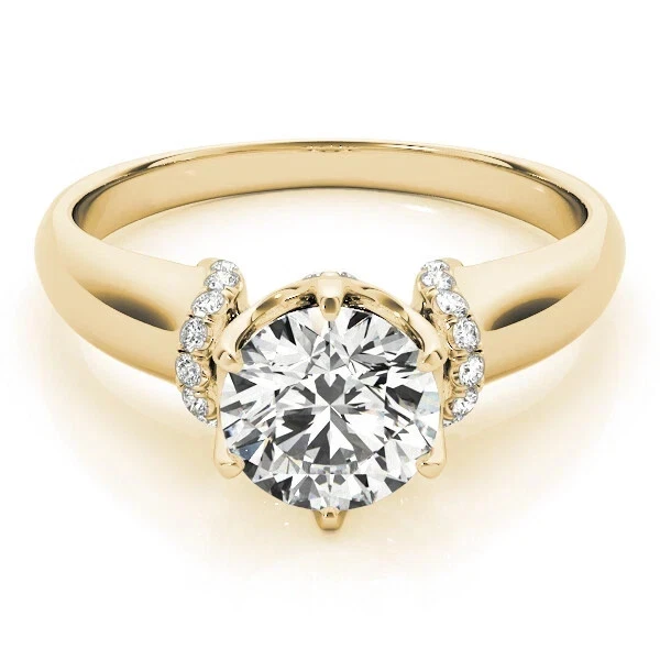 1.50 Ct Lab-Created Round Cut Diamond Prong Engagement Ring 14K Yellow Gold FN - Image 1 of 4