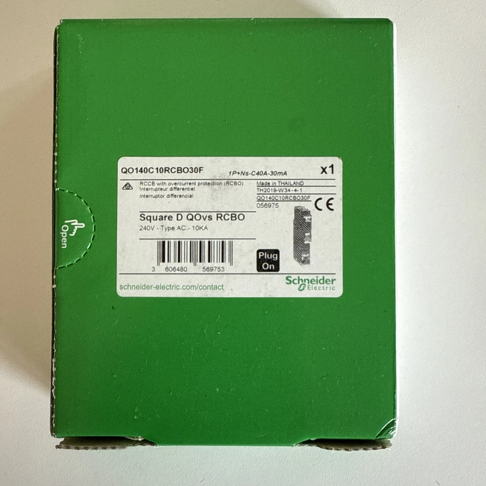 Schneider QOVs QOE 40A 40 Amp RCBO C40 QO140C10RCBO30F Square D 30mA  VAT REG’D - Image 1 of 1