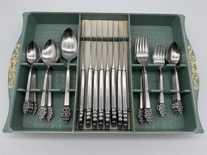 49-TEILIGES SET ONEIDACRAFT DELUXE NORDIC CROWN EDELSTAHL BESTECK MIT TABLETT - Bild 1 von 11