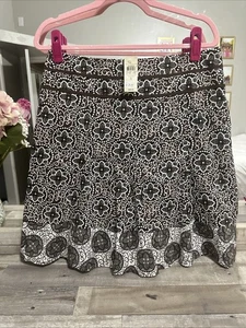 Ann Taylor a line skirt Brown Geographic 100% Cotton Size 8 NWT - Picture 1 of 6