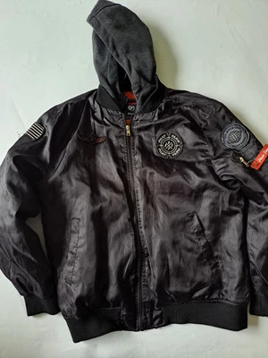 Chaqueta Militar Para Hombres Nylon Ma1 44 Bombardero Snorkel Brillante Brillo Hip Hop Foto 1 de 4