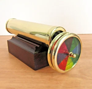 Koch Color Vision Brass Kaleidoscope 8.5" W/ Hardwood Base - Picture 1 of 16
