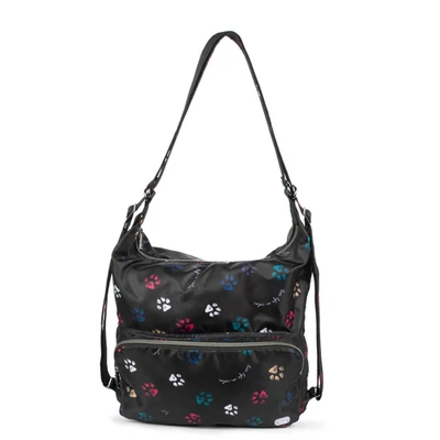 LUG ZIPLINER CONVERTIBLE / PACKABLE HOBO / BACKPACK IN PAW BLACK **NEW W/ TAGS** - Image 1 of 4