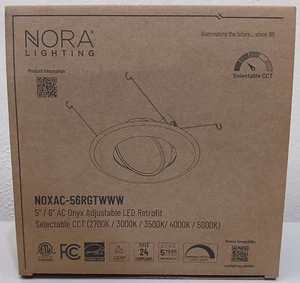 NORA LIGHTING 5"/6" AC ONYX ADJUSTABLE LED RETROFIT 5-CCT NOXAC-56RGTWWW - Picture 1 of 5
