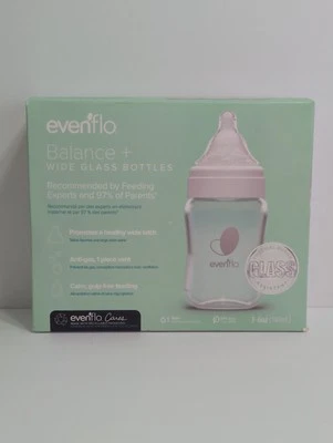 Evenflo Balance Wide-Neck Glass Anti-Colic Baby Bottles  - 6oz (3 Pack) ~NEW~ - Image 1 of 4