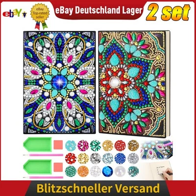 MARKENLOS 2 Set DIY Diamant Painting A5 Notizbuch Bastelset Kinder Spielzeug ab 5+ Jahre.