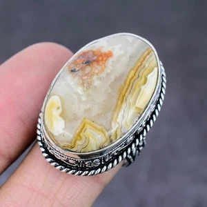 Crazy Lace Achat Edelstein 925 Sterling Silber Geschenk Schmuck Ring Größe 8,5 b586 - Bild 1 von 4