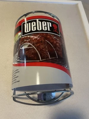 Weber Rib Rack Aço Cromado, 5 Slot Churrasqueira Grelha Rib Rack Presente Para Ele - Imagem 1 de 3