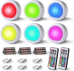 Tap Light, Push Light, LED Puck Lights with 12 RGB Colors, Wireless Touch Light - Picture 1 of 12
