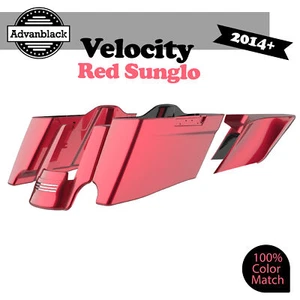 Velocity Red Sunglo CVO Tapered Stretched Extended Saddlebags For 2014+ Harley - Picture 1 of 19