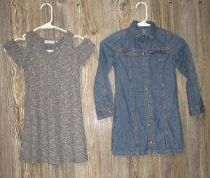 Place Girls Cold Shoulder Dress & Chambray Denim Long Slv Dress Lot Size 5/6 S - Picture 1 of 20