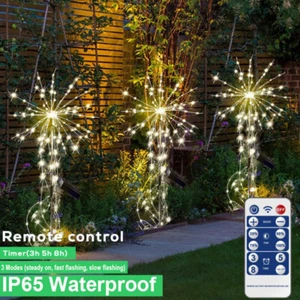 Luces Solares De Fuegos Artificiales 200 LED Patio Luz Solar Para Jardin Navidad - Picture 1 of 40