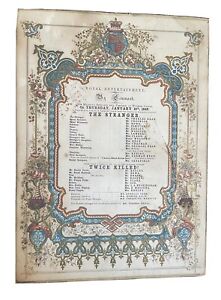 Antique Royal Entertainment Programme Queen Victoria  Windsor Castle 1849