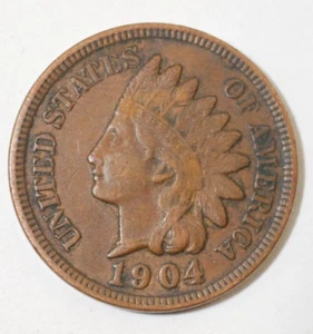 Indian Head Penny von 1904, Münze ist ein sehr schöner kleiner Cent (8+ Artikel versandkostenfrei) - Bild 1 von 2