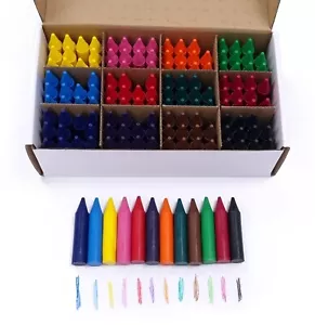 144 Chunky Wax Crayons Class Bulk Pack 12 Colours School Classroom Colouring - Picture 1 of 4