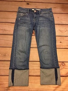 Calvin Klein Women's Cuffed Stretch Distressed Cropped Capri Jeans Size 25 - Picture 1 of 5