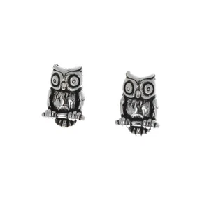 Owl Post Earrings, Sterling Silver Earrings, Owl Earrings, Small Studs, 925 Genu - Picture 1 of 2