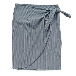 Gonna donna CHAPS by Ralph Lauren taglia 12 bianca grigia gessato finta cravatta laterale - Foto 1 di 15