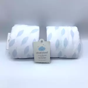 Cloud Island Fischdruck Babydecke blau weiß umkehrbare Jerseydecke - neu mit Etikett - Bild 1 von 4