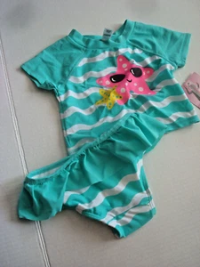 Traje de baño para niñas talla 12 meses 2 piezas Rashguard NUEVO - Imagen 1 de 2