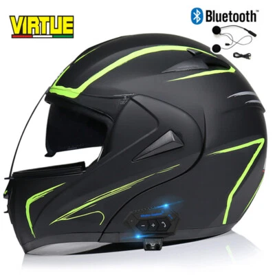 Bluetooth Modular Flip Up Motorcycle Helmet Full Face Dual Visor ATV Helmet DOT - Image 1 of 4