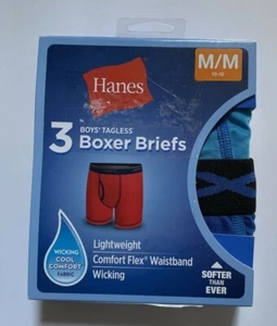 BOYS BOXER BRIEFS HANES TAGLESS COOL Comfort Flex Waistband  SIZE M 10-12 NEW - Picture 1 of 4