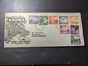 1954 British Nauru First Day Cover FDC Central Pacific to Maitland S Australia - Picture 1 of 2