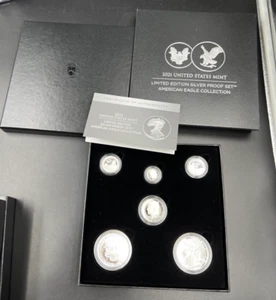 2021 6 Coin Limited Edition Silver Proof Set with Type 1 & @ ASE Silver Eagles - Picture 1 of 9