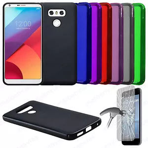 Funda carcasa + CRISTAL TEMPLADO para LG G6 Gel TPU Lisa Mate Colores - Imagen 1 de 1