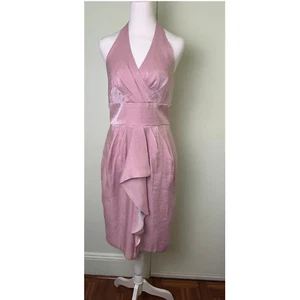 London Times hellrosa Neckholder Rüschen Midi rückenfrei Partykleid Gr. 10 - Bild 1 von 13