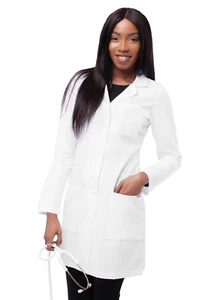 "Uniforme médico para mujer Adar cuello solapa 5 bolsillos abrigo de laboratorio ajustado - 36""" - Imagen 1 de 14
