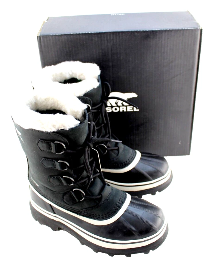 Sorel Women's Caribou Waterproof Snow BOOTS 6 Black Stone