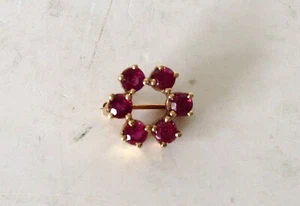 Brosche 585 (14 Karat) Gold mit 6 Rubinen (vermutlich synthetisch hergestellt) - Bild 1 von 7