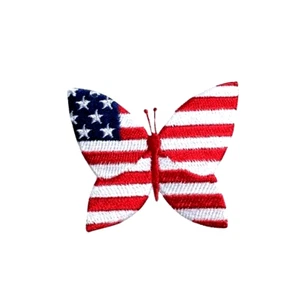 Iron on patch applique Patriotic Butterfly 2-1/2" x 2-1/8" - Picture 1 of 1