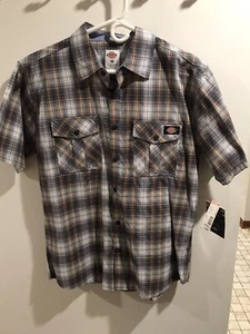 Dickies Plaid  Shirt  Mens Size Medium Short Sleeve Blue Work Western   NWT - Picture 1 of 5