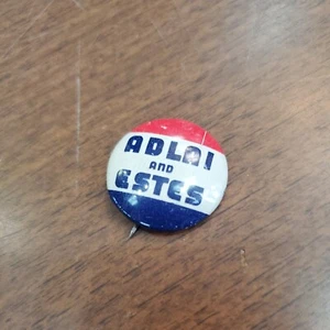 15Q Adlai Stevenson and Estes Kefauver Presidential Campaign Pin /Button 1956 - Picture 1 of 2
