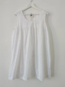 Vestido de algodón blanco bordado encaje sin mangas talla L 14 para dama - Imagen 1 de 6