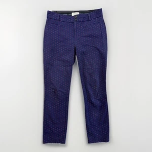 Pantalón Anthropologie Mujer Talla 4 (30x26) Essential Slim Azul Oscuro Rojo Círculos - Imagen 1 de 13