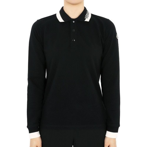 Moncler Polo a tre strisce con toppa distintivo per bambini manica lunga (nero) 8B00001