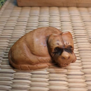 Netsuke chiusura in legno di tigre intaglio tradizionale antico da collezione - Foto 1 di 7