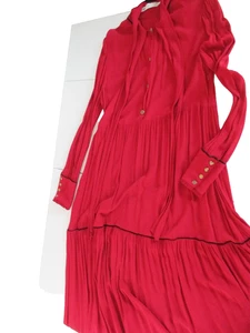 Zara Collektion Kleid dunkleres Rot Collektion Maxi Viskose Langarm Gr.L - Bild 1 von 9