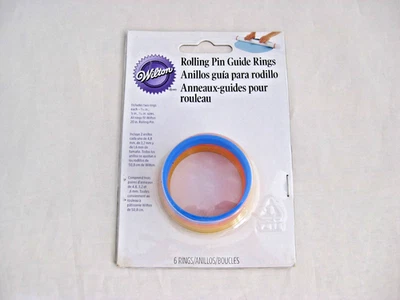 Wilton Fondant 20" Rolling Pin Guide Rings 6 Piece Set - New - Image 1 of 3