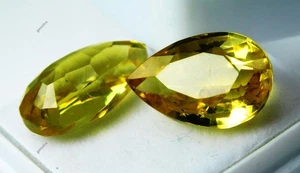 Par de piedras preciosas sueltas de 21 quilates con forma de pera amarillo zafiro natural tamaño de anillo CERTIFICADO - Imagen 1 de 8