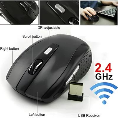 wireless Optical mouse, 2.4GHz wireless mouse, with USB receiver, ergonomic mous - Image 1 of 4