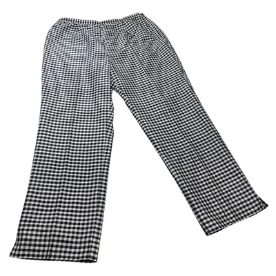 复古 Lauren Ralph Lauren 女式 16W 黑色白色格子内衬丝绸裤子 — 第 1/4 张图片