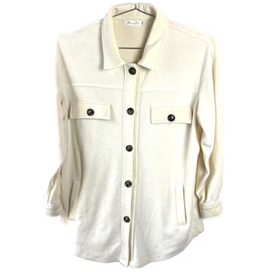 Cardigan donna XL panna pile bottoni colletto davanti shacket cottagecore - Foto 1 di 5
