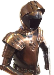 Copper Suit of Armor statue Knight Figurine Santiago medieval sword shield metal - Picture 1 of 8