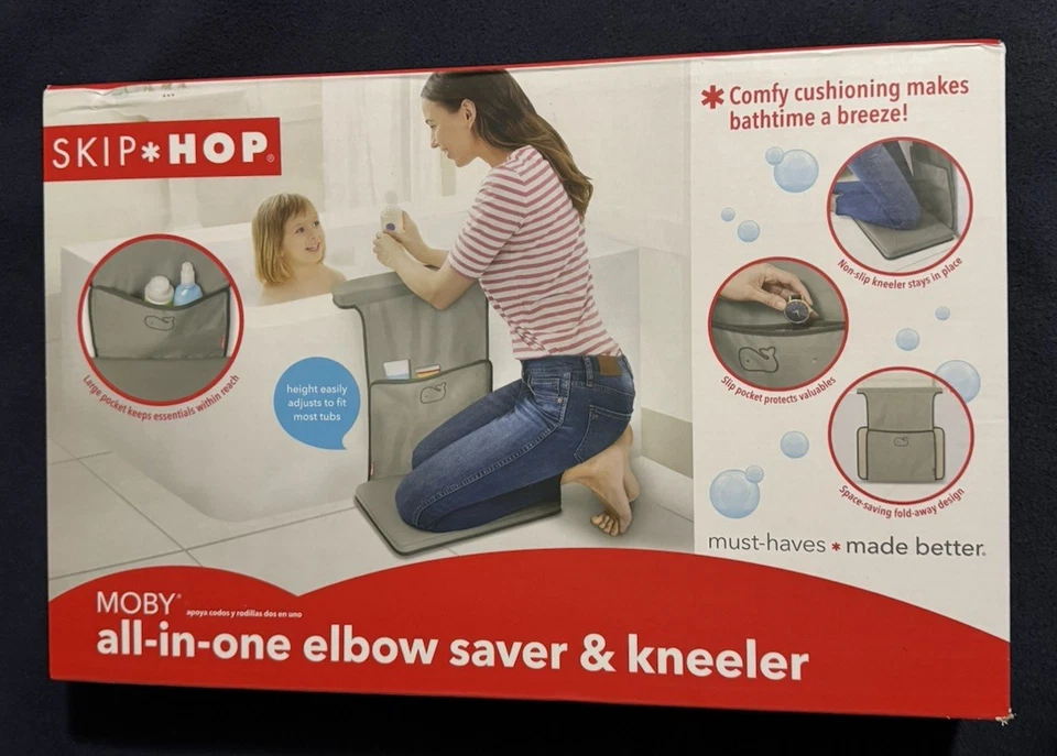 Skip Hop Moby Baby Bath Elbow Saver and Kneeler Set - Grey